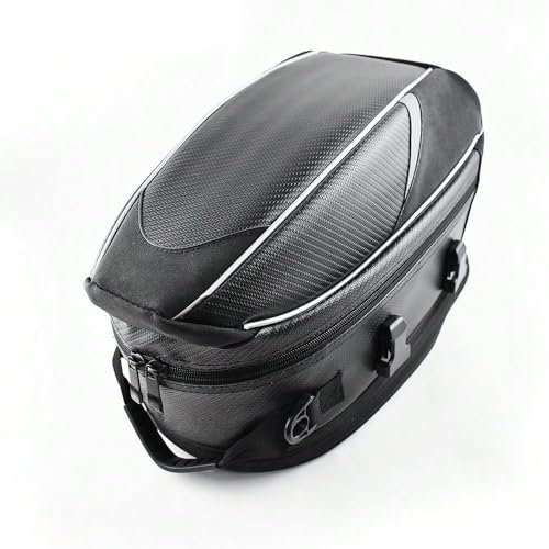 DAHJSD Motorrad Hecktasche für VTX1300 1300 vtx, Wasserdichter Motorrad Satteltasche Motorradhecktasche, Abnehmbar Große Kapazität Motorrad Hinten Sitz Helm Tasche,B White Black