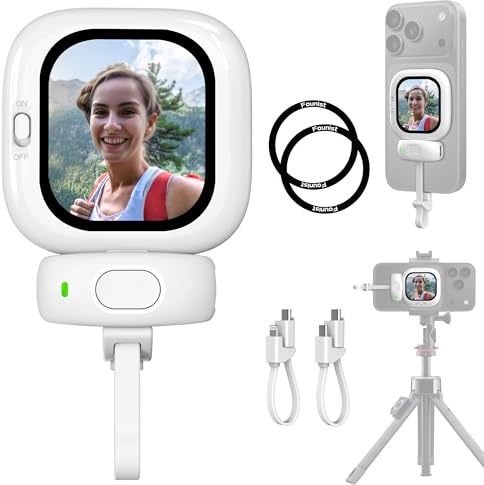 Founist Vlogmate Mini Phone Vlog Selfie Monitor Screen, Phone Holder Clip Mount for Rear Camera Selfies/Vlogging/Live/TikTok,Selfie Screen Compatible with iPhone Back Camera Monitor Screen