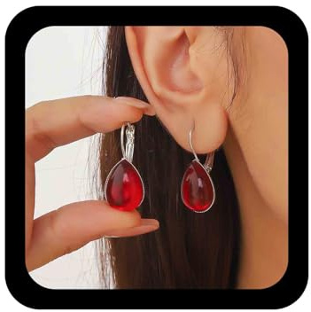 Aneneiceera Vintage Rote Tränen Kristall Ohrringe Wassertropfen Rot Cz Ohrring Burgund Strass Ohrring Oval Geschnitten Burgund Ohrringe Schmuck Für Frauen