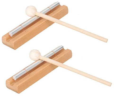 Toddmomy 2 Stück Handglocken mit Holzklöppel aus Aluminium und Holz Echoqualität Lange Vibration für Meditation Yoga Unterricht und Meetings