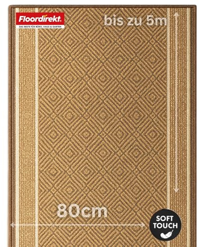KARAT Premium Teppichläufer mit Muster - 80 x 300 cm, Beige - Modernes Rauten-Design - Teppich - Läufer für Küche, Flur & Wohnraum - Flurläufer Küchenläufer Flurteppich (Olymp)