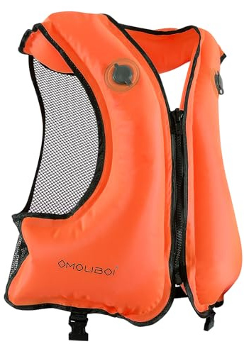 FORWEWAY Aufblasbare Schwimmhilfe Schwimmweste für Erwachsene (bis 100 kg & 150-200 cm), Verstellbare Doppelkammer mit Hochsichtbarkeit – Für Kajak, SUP, Surfen & Wassersport