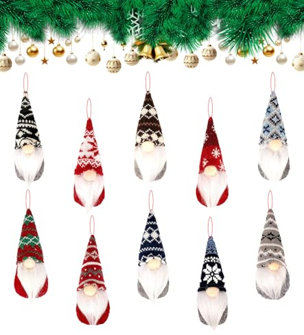 10 Stück Weihnachtswichtel zum Aufhängen,Weihnachtsbaum Hängende Gnom Dekorationen,Schwedischer Zwerg,Ornamente,Plüsch,Skandinavische Weihnachtsmann Elf Plüschtiere,Weihnachtsbaum,Weihnachtsdeko