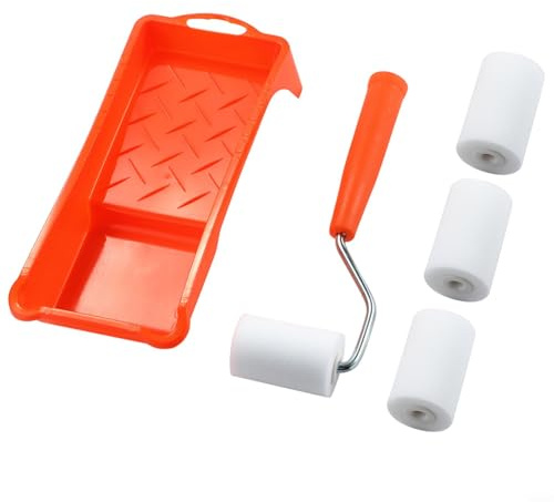 EffiFish 2 Inch Small Foam Paint Roller Kit With High-Density Rollers, Tray And Liners For Smooth Wall, Furniture And Craft Painting In Corners And Edges