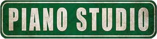 Piano Studio Sign - Music Room Rustic Street Metal Sign Door Name Plate Plaque,4x16 Inch