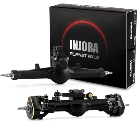 INJORA +4mm Front and Rear Nylon Planet Axles with Double Joint Shafts & Brass Steering Knuckles for 1/24 Axial SCX24