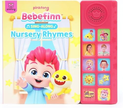 Pinkfong Bebefinn Libro de sonido con canciones para cantar de rimas infantiles – Libro musical de 10 botones de Baby Shark para niños pequeños de 1 a 3 años | Incluye canciones del álbum digital Las