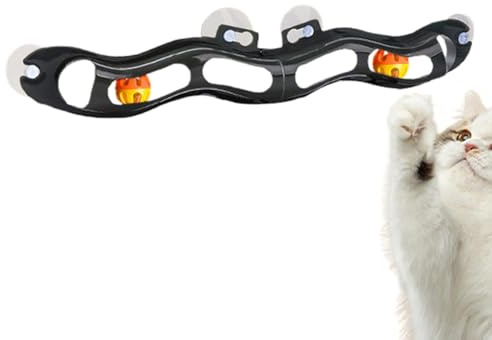 Cat Ball Track - Window MountTeaser Toy | Spårrullkattleksak, träningsfönsterleksak med sugkopp, klockformad kattleksak, för fysisk och mental stimulering främjar lek och aktivitet
