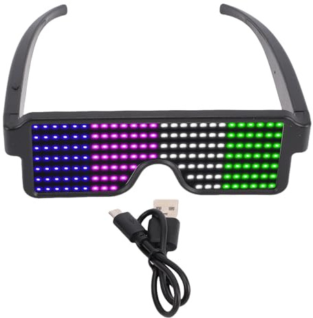 Fafeicy LED-Leuchtbrille mit 11 Dynamischen Mustern, über USB Wiederaufladbar, Bunte LED-Brille für Party, Nachtclub, Konzert