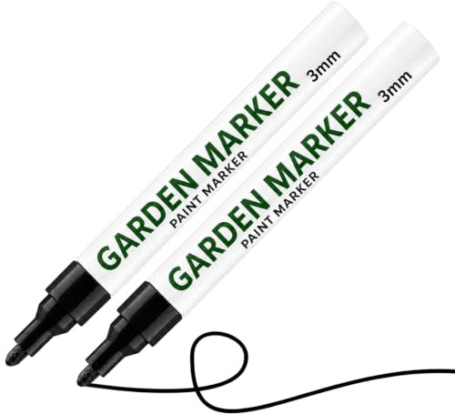 HowseHold Garden Marker Pens (Pack of 2) – 3mm Fine Tip Waterproof Plant Label Pens for Outdoor Use, Permanent Ink for Pots, Tags, Seeds and Gardening