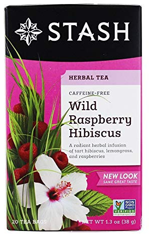STASH TEA - Wild Raspberry Hibiscus Herbal Tea Caffeine Free - 20 Tea Bags