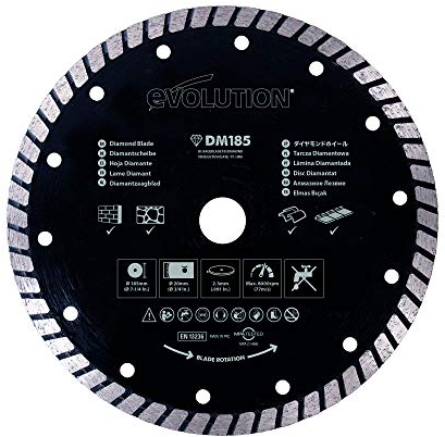 Evolution Power Tools Diamond Blade, 185 mm, Black