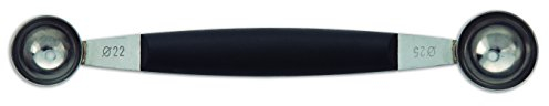 Arcos Professional Gadgets – Doppia Cucchiaia per Melone in Acciaio Inossidabile 3 cm – Manico in Polipropilene, Perfetto per Meloni e Altro – Nero, Serie 18 cm