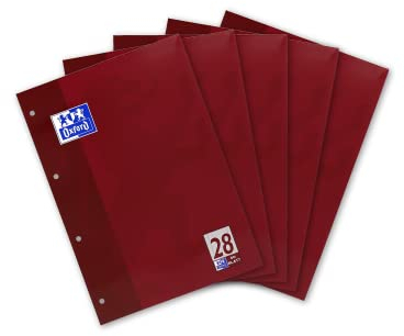 Oxford Schule Schulblock A4 kariert, Lineatur 28, 100 Seiten, kopfgeleimt, 5 Stück