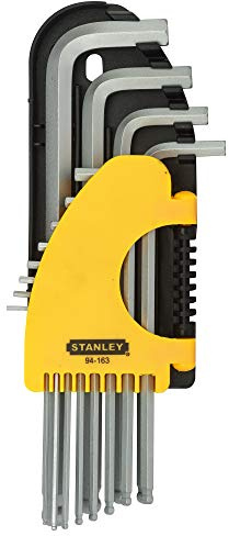 Stanley Juego de destornilladores y llaves, 12 piezas de llaves hexagonales con extremo de bola imperial