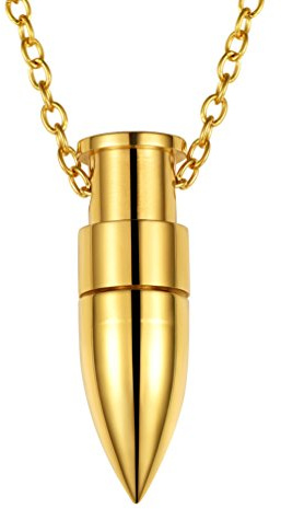 PROSTEEL Memorial Collier Andenken Asche Urne Kette Geschoss Gewehrkugel Anhänger Halskette Edelstahl/18k vergoldet Erinnerung Modeschmuck Accessoire