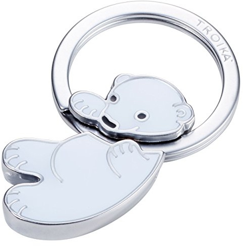 TROIKA Polar Baby – NG-KR8-03/MA – Schlüsselanhänger Baby-Eisbär – NATIONAL Geographic – Metallguss/Emaille – verchromt – weiß – TROIKA-Original