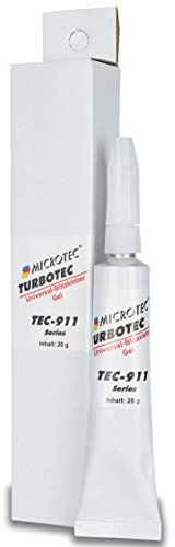 Microtec® Turbotec-911 Sekundenkleber Gel | 20g | Industriekleber für den Haushalt | Extra starker und zähflüssiger Kleber, der das Abtropfen verhindert | wasserfest, hitze- und kältebeständig