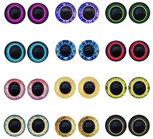 Julie Wang 20 Paar 20mm Eule Vogel Glasaugen für Kunstpuppen Skulpturen Requisiten Masken Fursuits Schmuckherstellung Präparatoren Flatback