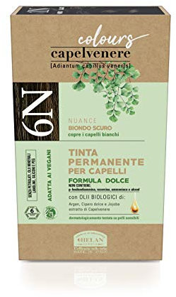 Helan, Capelvenere Colours, Tinta per Capelli Naturale Permanente Formula Dolce 6N Biondo Scuro, Colore Capelli Kit Facile Uso Inodore Ottima Copertura, Tinta Capelli senza Ammoniaca e Alcool