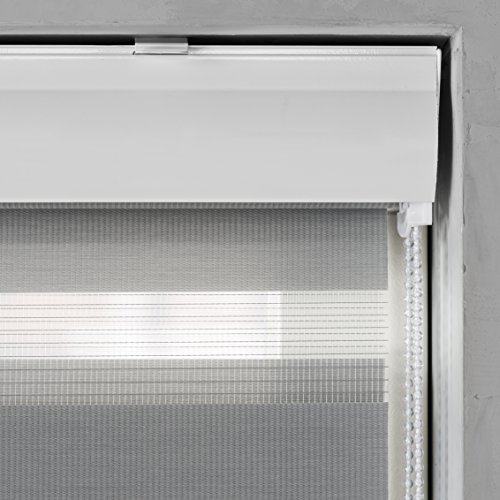 JalousieCrew Doppelrollo mit Kassette Farbe grau - Breite 40 bis 220 cm Länge 175 cm - Duo - Rollo (110 x 175 cm)