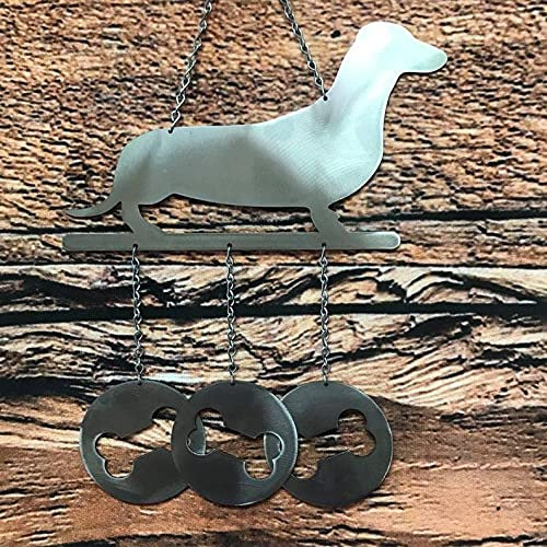 Kakeii Dackel-Windspiel zum Aufhängen im Freien, Vogel-Hund, Metall-Windspiel mit 4 Metallrohren, Handarbeit, Windspiel für Garten, Hof, Terrasse, Rasen, Dekorationen (Dackel)