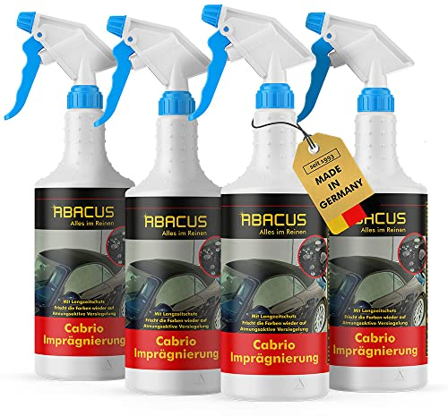 ABACUS® Imperméabilisant pour capote de cabriolet, imperméabilisant pour toit de cabriolet, imperméabilisant pour toit en tissu, spray de protection pour cabriolet, 4 x 750 ml (7724.4)