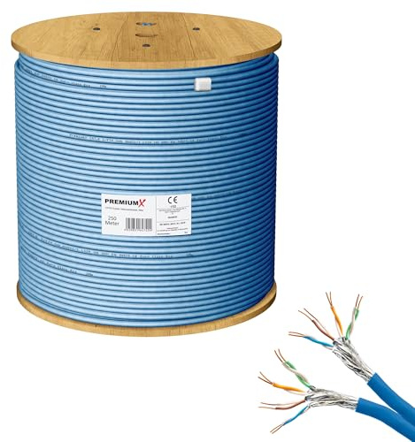Premium X 250m CAT 8 Verlegekabel | 40Gbit 2000MHz | S/FTP PIMF AWG22 Reinkupfer | Eca LSZH FRNC Halogenfrei | Profi LAN Netzwerk Datenkabel Duplex