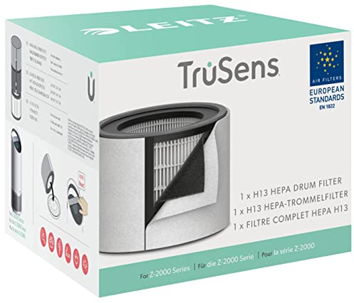 Leitz TruSens Filtro 3-en-1 H13 HEPA para Purificador de Aire Mediano Leitz TruSens Z-2000, Elimina virus, alérgenos, pelo de mascota, COV-s, Polvo, Bacterias, Malos Olores y Humo, Gris/Negro, 2415142