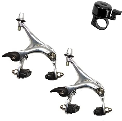 Fahrrad Rennrad Bremse Renn-Bremskörper Felgenbremse im Set in Silber inkl. 1 x Fahrradklingel