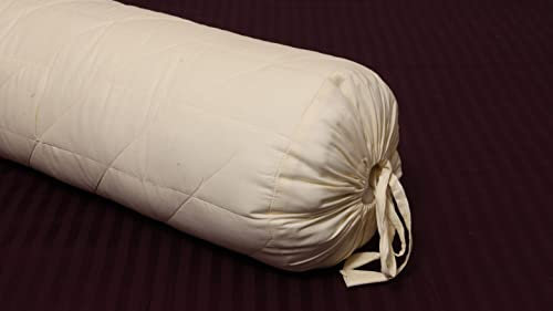 Saffron HANDICRAFTS Kissenbezug für Nackenrolle, Baumwolle mit Kordelzug, leicht abnehmbar und waschbar, 20 x 60 cm, Elfenbeinfarben