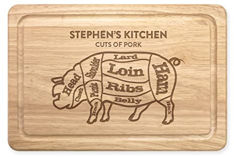 Nombre Personalizado Cortes De Cerdo Carnicería Guía Rectangular Tabla para Picar de Madera Carne para Servir Tabla