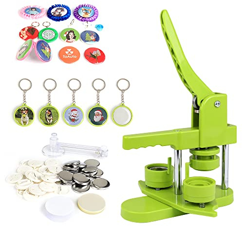 buttonmaschine (4rd Gen) Installationsfrei 37 mm 1,5 Zoll Upgrade badge press machine Badge Maker Pin Maker Pressmaschine mit hochwertigen 105 Stück kostenlosen Knopfteilen, Kreisschneider