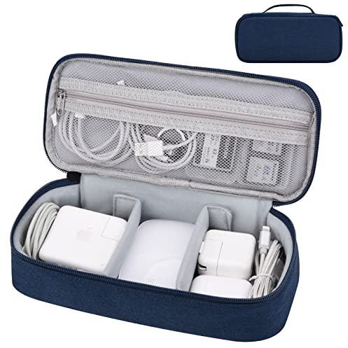 Yundoor Electronics Organizer Travel Case, Carrying Pouch Bag for Travel Essentials, for Cable, Charging Cord (Navy Blue)