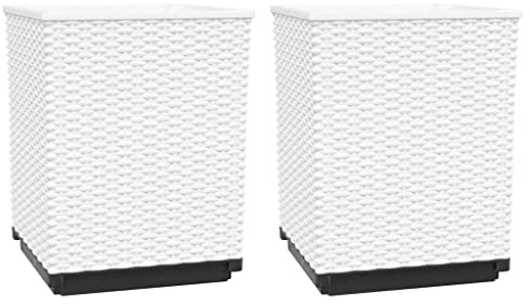 vidaXL Jardinières 2 pcs Blanc 30x30x37 cm polypropylène, lit surélevé, Pot de Fleurs, Pot de Fleurs, bac à Fleurs, Pot de Jardin