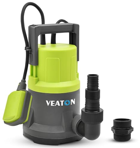 VEATON 400W Electric Submersible Water Pump for Clean Water, Max Flow 11000L/H Compact Utility Pump, Drain Water from Garden Pond Swimming Pool Hot Tub with Float Switch and Hose Connector