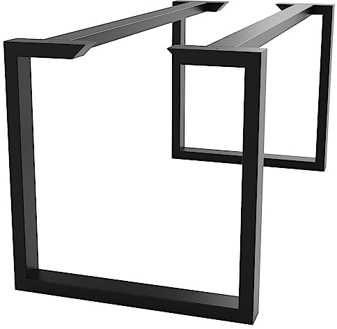 MetaloPro Tischbeine Metall, Schwerlast Stahl Schreibtisch Beine, Tischkufen Schwarz und Schrauben, Bodenschoner, Trapez Tischgestell für Moderne Couchtisch, Esstisch, Wohnzimmertisch – 170x70x72 cm
