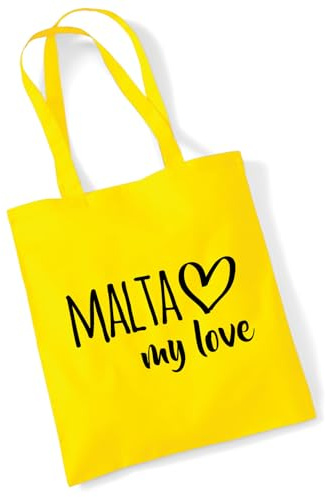 Huuraa borsa di cotone Malta my love Borsa regalo in tessuto giallo 10 litri cotone Malta my love souvenir