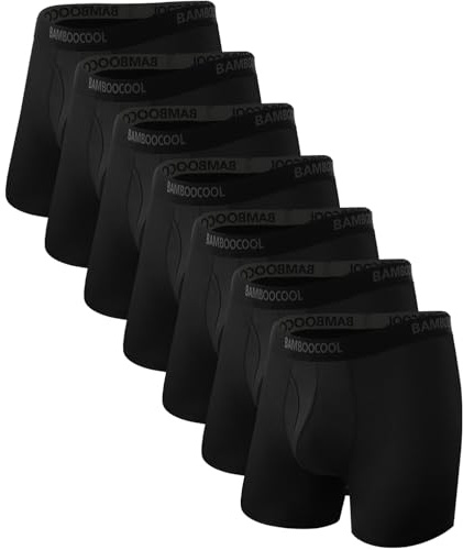 BAMBOO COOL Men's Underwear Breathable Boxer Briefs with Fly Moisture-Wicking Lightweight Underwear