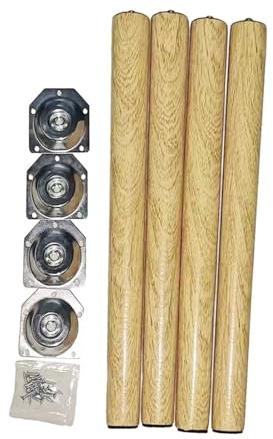 LOVIVER 4X Möbelbeine aus Holz, Schreibtisch-Tischbeine mit Montageplatte und Schrauben, Teile ersetzen, Tischbeine aus Holz für Beistelltisch, 50cm