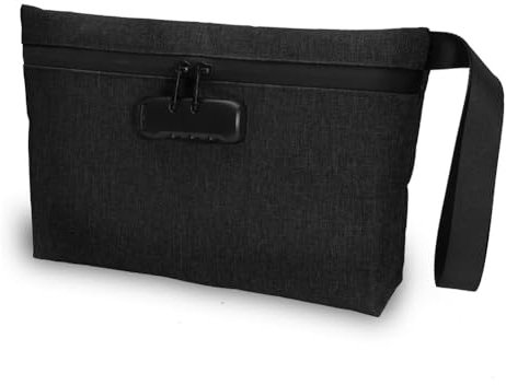 Lckiioy Geldtasche mit Schloss, Abschließbare Geldtasche, Wasserdichte Banktasche mit Reißverschluss und Schloss für Bargeld, Handy B, Langlebig, Einfach zu Bedienen, 30,9 X 19,9 cm