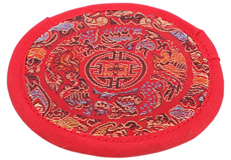 Handgefertigtes Rotes Klangschalenpolster aus Baumwollstoff, 1 Stück | Nepal Gefertigt, Handgenäht, Tragbar, Schlichtes Einzelstück, Zubehör für Klangschalen