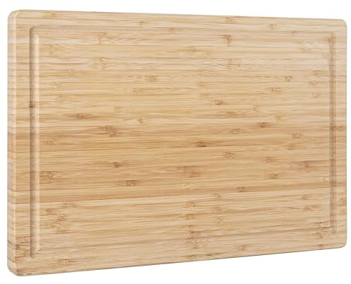 Vencier Organic 2-in-1 Bamboo Chopping Board: Extra-Large, Juice Groove. Ideal for Meat, Veggies, Cheese, Bread. A Premium Kitchen Essential Cutting Board (38 x 25 x 2 cm)