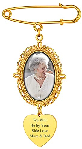 Supcare Damen Herren Brosche mit Foto Gravur Text Memorial Herz/Oval Anhänger Bilder Anstecker Vintage Charme Personalisierte Pin Clips Photo DIY Broschennadeln für Geburtstag Valentinstag