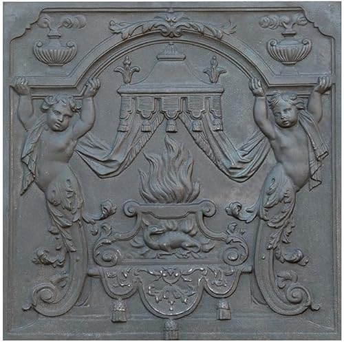 80 x 80 x 2 cm- Lastra Decorata PUTTI parete Camino | Protezione Estetica