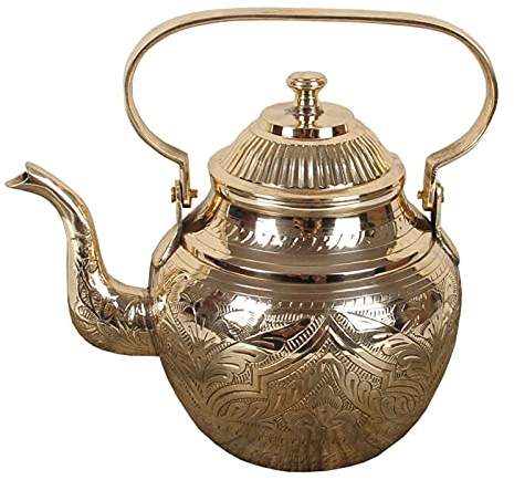 WAOCEO Teekanne Reines Kupfer Boiling Water Tee-Kessel Antike Reine Kupfer Teekannen handgemachte Geschnitzte Topf Messing Tee-Set Boil Wasser-Topf 600ML Teekocher