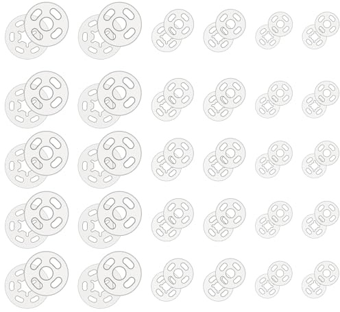 Druckknöpfe zum Annähen 100 Paare Transparent Druckknöpfe Kunststoff Knopf Transparente Durchsichtig Druckknopf zum Anähen Unsichtbare Plastik für DIY Kleidung Hemden, 7 mm, 10 mm, 15 mm
