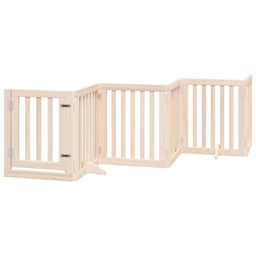 vidaXL Cancello per Cani Pieghevole 6 Pannelli 300 cm Legno di Pioppo, cancello per cani con porta, cancello per cani per scale, cancello per cuccioli