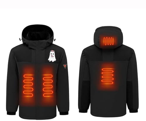 Battnot Beheizte Jacke Herren Jacke mit Heizung Beheizbare Jacke Beheizbare Weste Winter Warm jacke mit 3 Temperaturstufen Heizmantel Kapuze Funktionsjacke Heizmantel USB Elektrischer Beheizte jakce