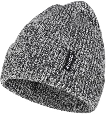 Zylioo XS/S/M/XL/XXL/3XL stickad mössa för stort huvud, vintermössa, beanie, mössa med paraply, överdimensionerad vinter, varm, stickad mufflad klockmössa, Blandad grå, XXL-3XL